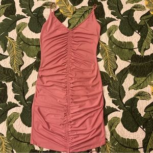 Fashion Nova Shanghai Ruched Dress Pink XL